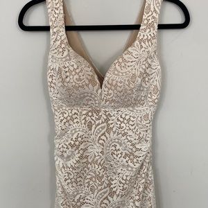 Womens Windsor Lace Nude Bodycon Mini Dress